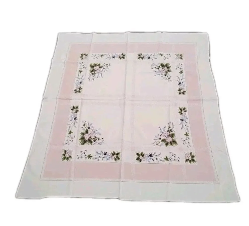 Vintage Mid Century 40's/50's Pastel Spring Floral Tablecloth 45